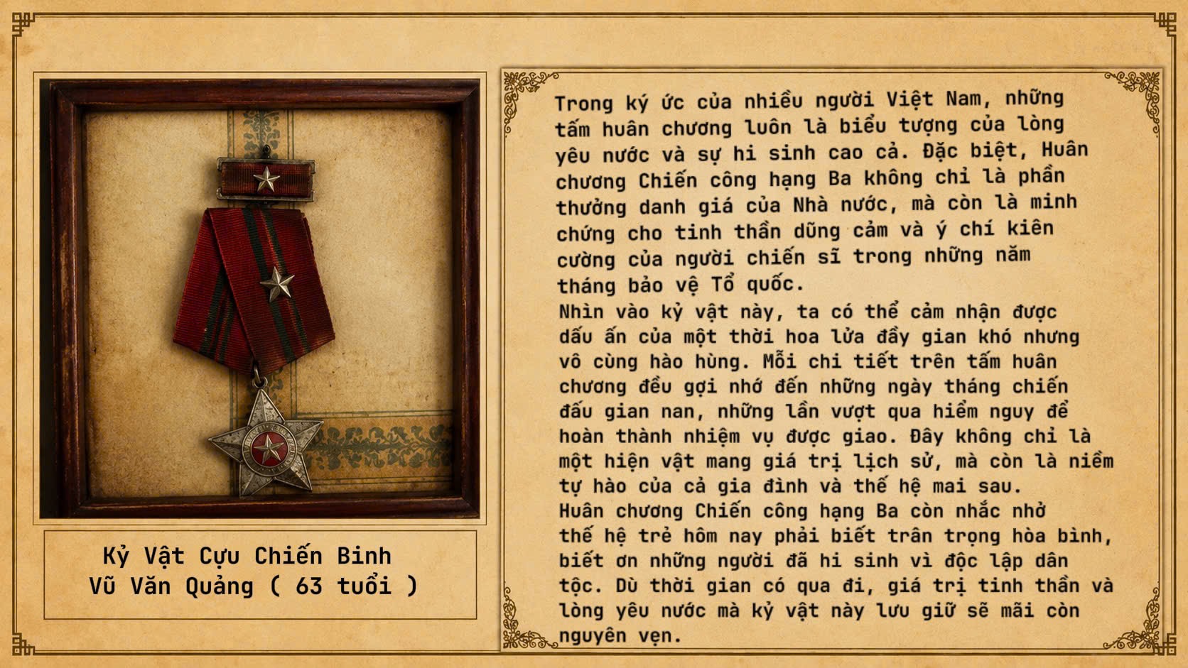 KỶ VẬT CỦA CỰU CHIẾN BINH VŨ VĂN QUẢNG