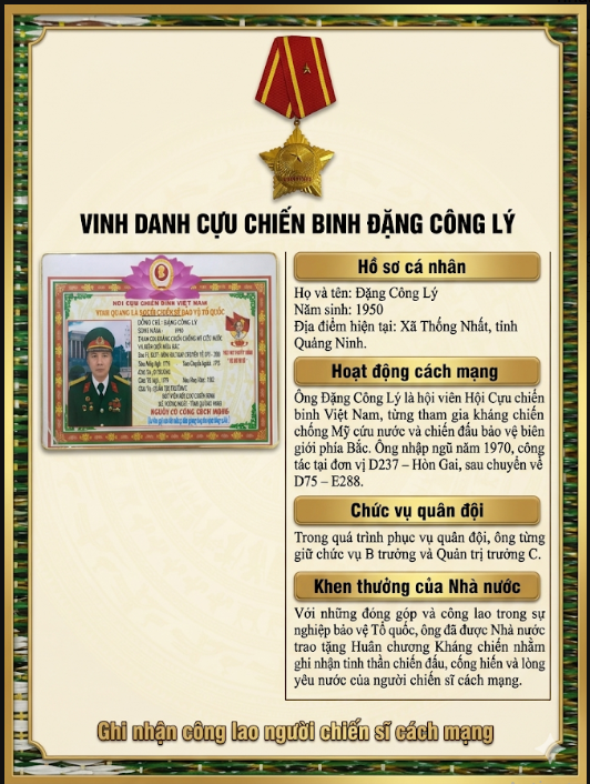 Ảnh chụp Huân chương , nhân chứng lịch sử của cựu chiến binh Đặng Công lý 