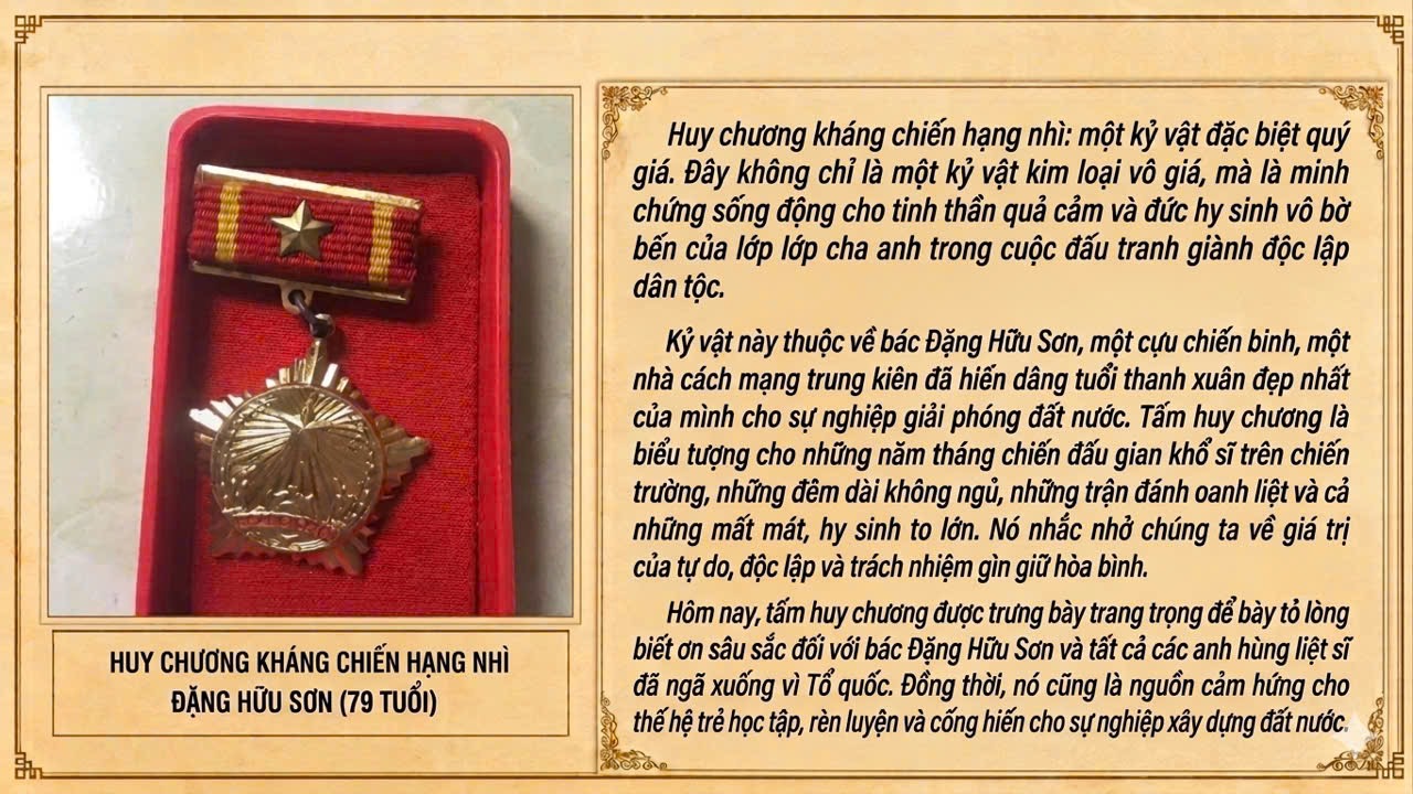 HUY CHƯƠNG KHÁNG CHIẾN HẠNG NHÌ CỦA CỰU CHIẾN BINH ĐẶNG HỮU SƠN