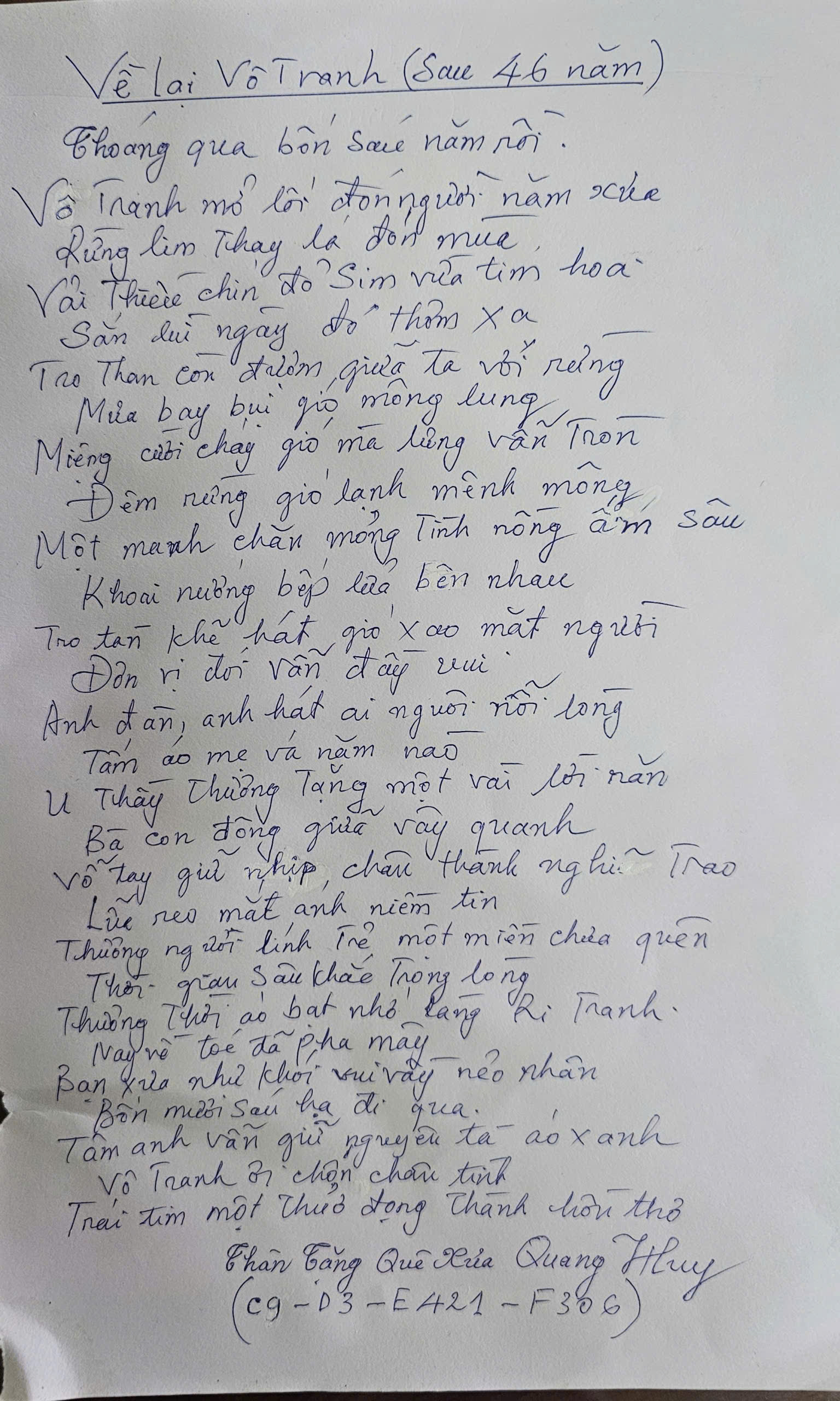 LỜI TRI ÂN SAU 46 NĂM TRỞ LẠI