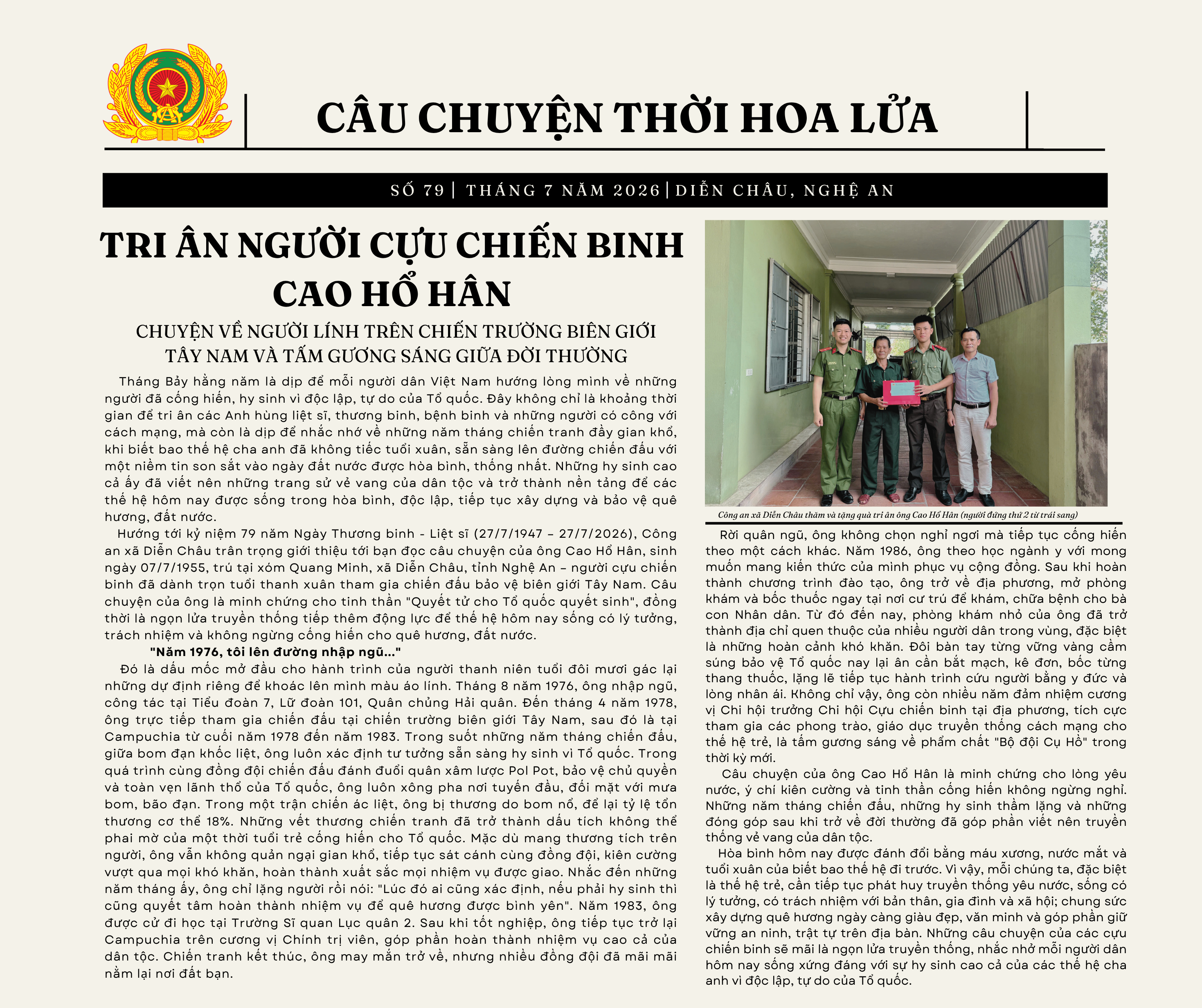 TRI ÂN NGƯỜI CỰU CHIẾN BINH CAO HỔ HÂN 