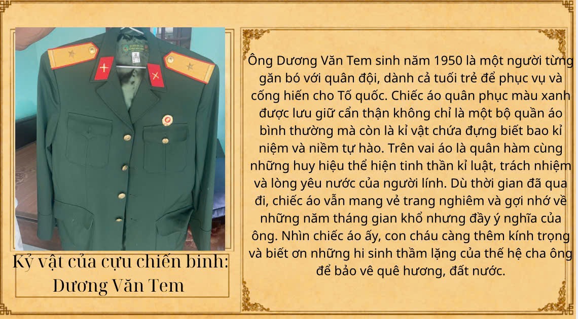 KỶ VẬT CỦA CỰU CHIẾN BINH DƯƠNG VĂN TEM