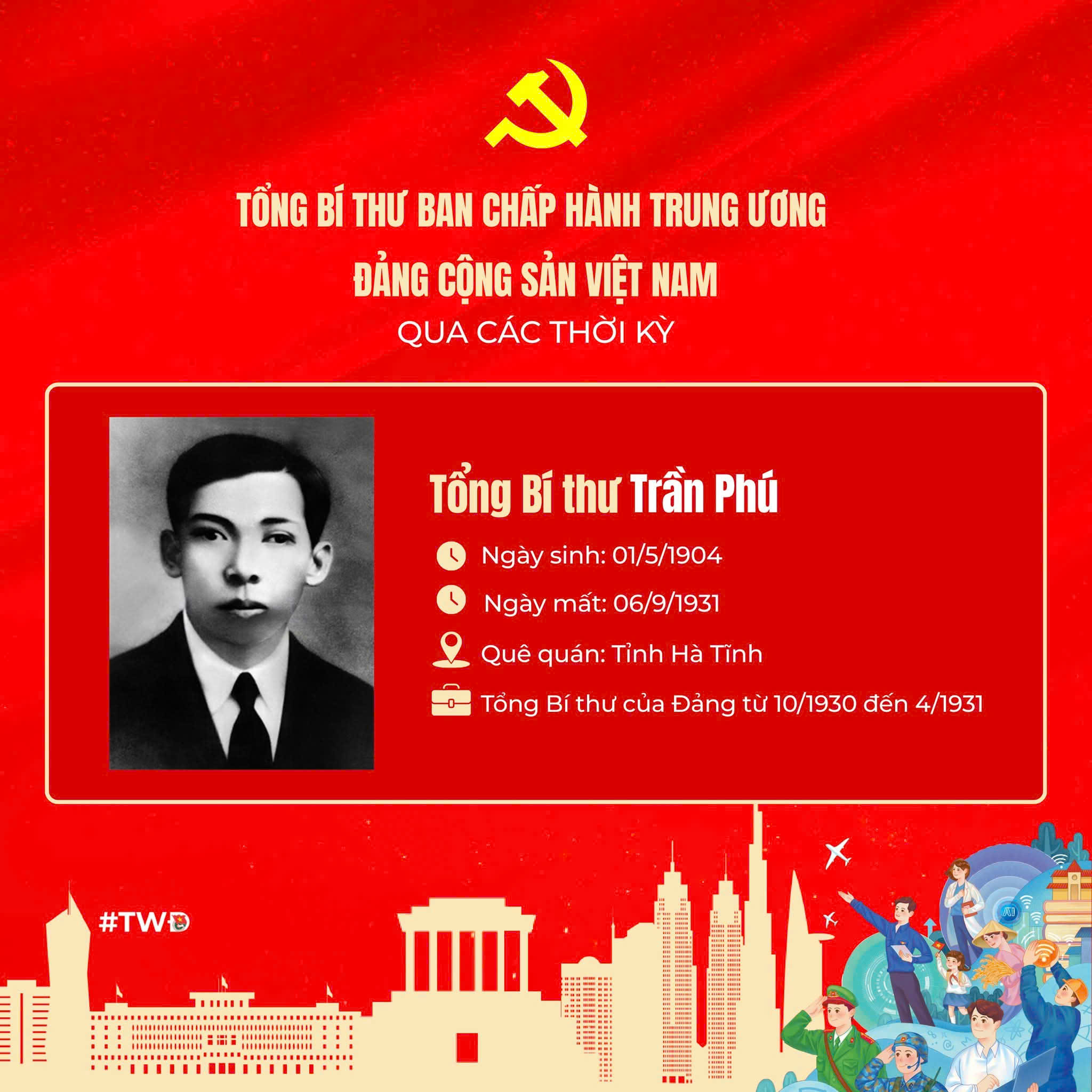 ĐỒNG CHÍ TRẦN PHÚ - TỔNG BÍ THƯ ĐẦU TIÊN CỦA ĐẢNG TA