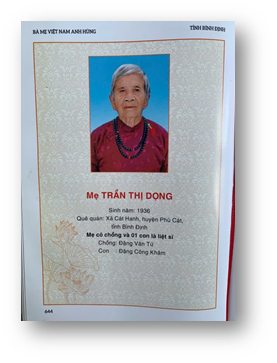 KÝ ỨC HOA LỬA CỦA MẸ TRẦN THỊ DỌNG NƠI ĐẤT ANH HÙNG