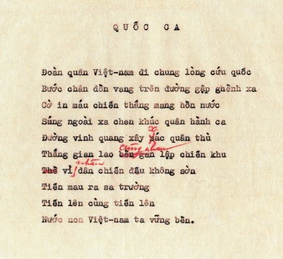 CÓ THỂ BẠN CHƯA BIẾT: BÀI QUỐC CA TRƯỚC KHI CÔNG BỐ ĐÃ ĐƯỢC CHÍNH BÁC HỒ SỬA CHÍNH TẢ