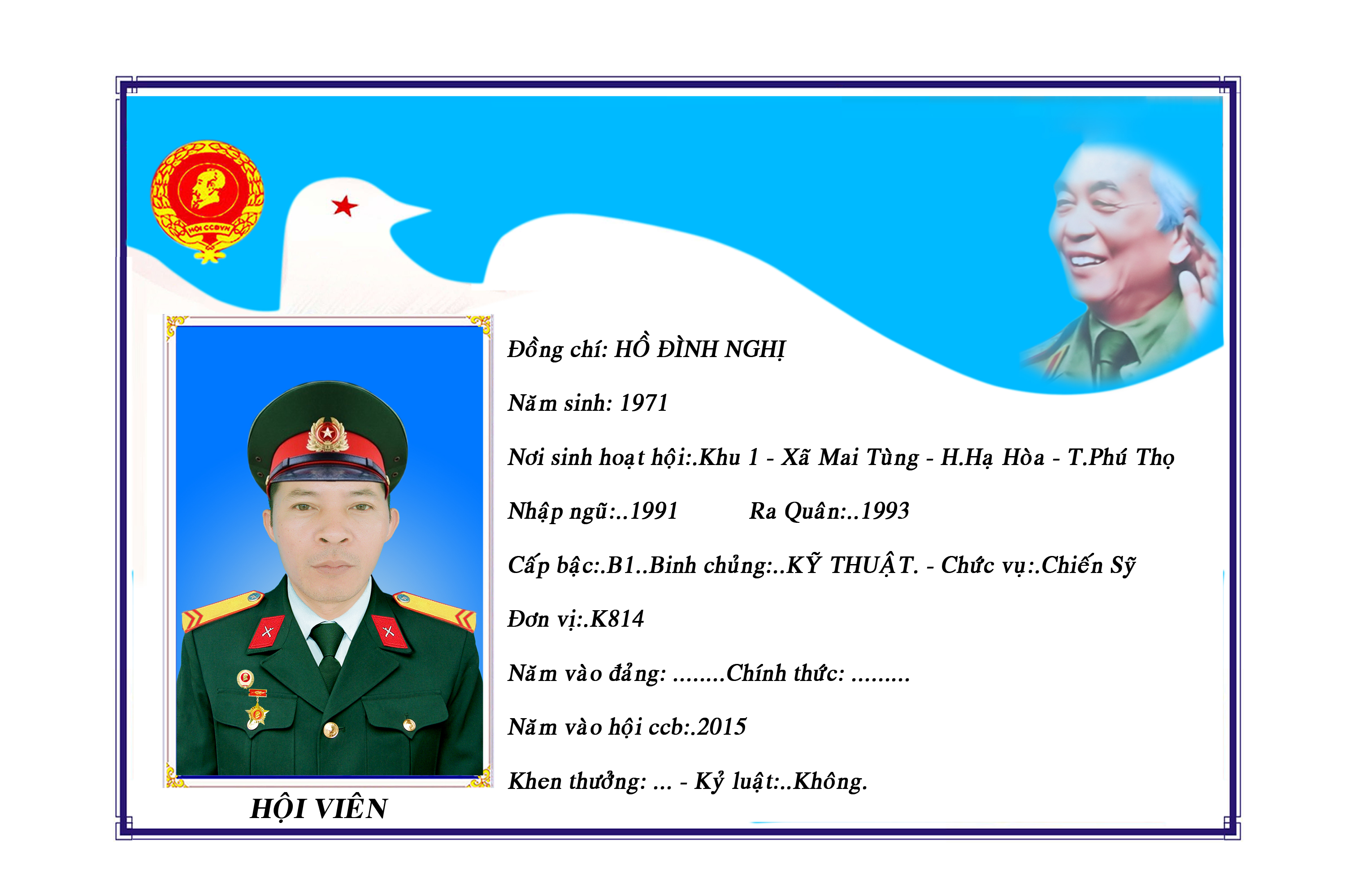 Đồng chí Hồ Đình Nghị - Một thời chiến đấu