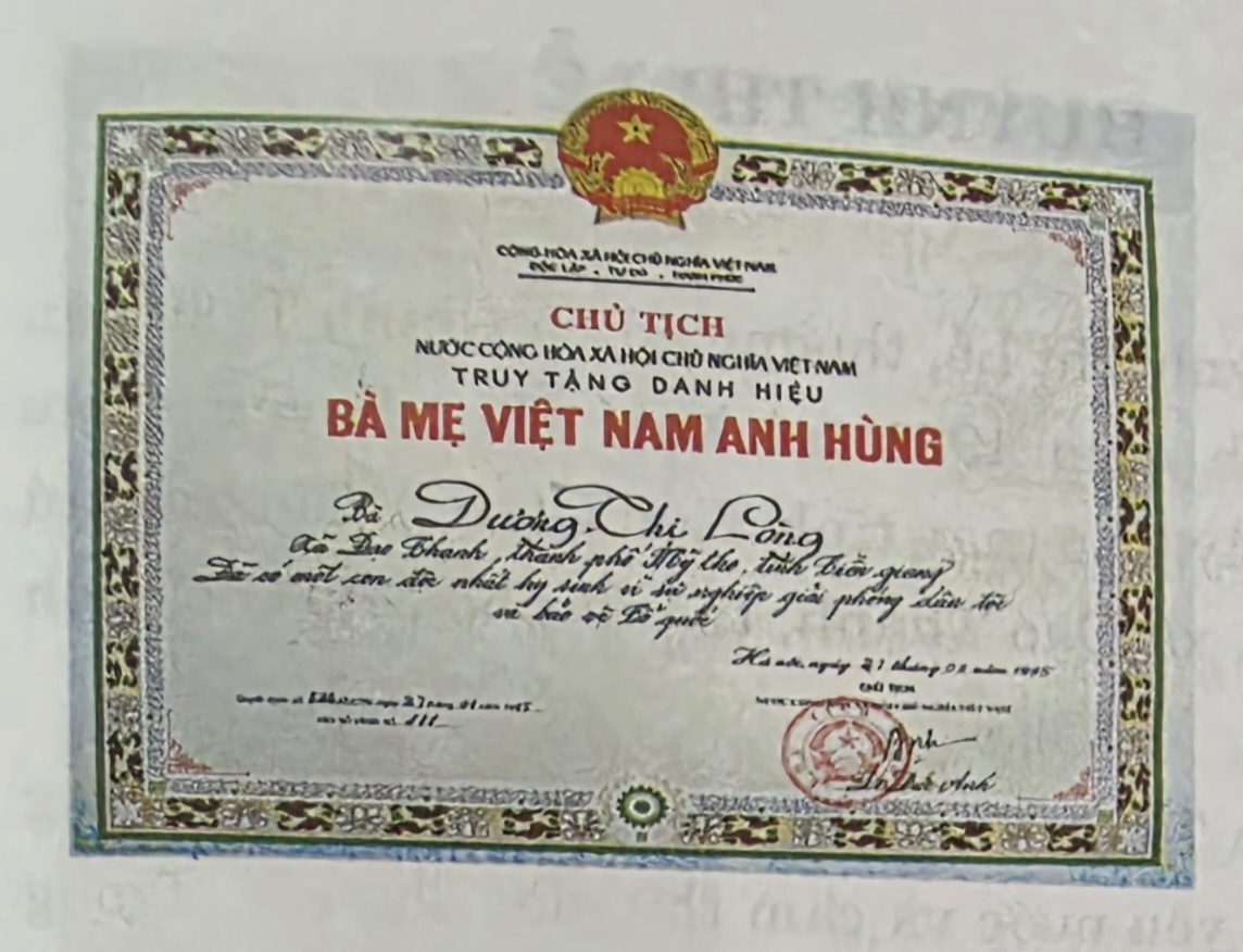 MẸ VIỆT NAM ANH HÙNG DƯƠNG THỊ LÒNG