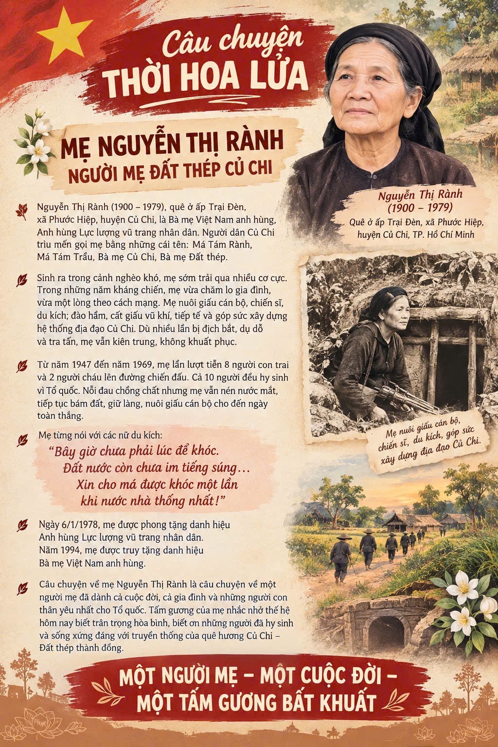 Mẹ Nguyễn Thị Rành - Người mẹ đất thép Củ Chi