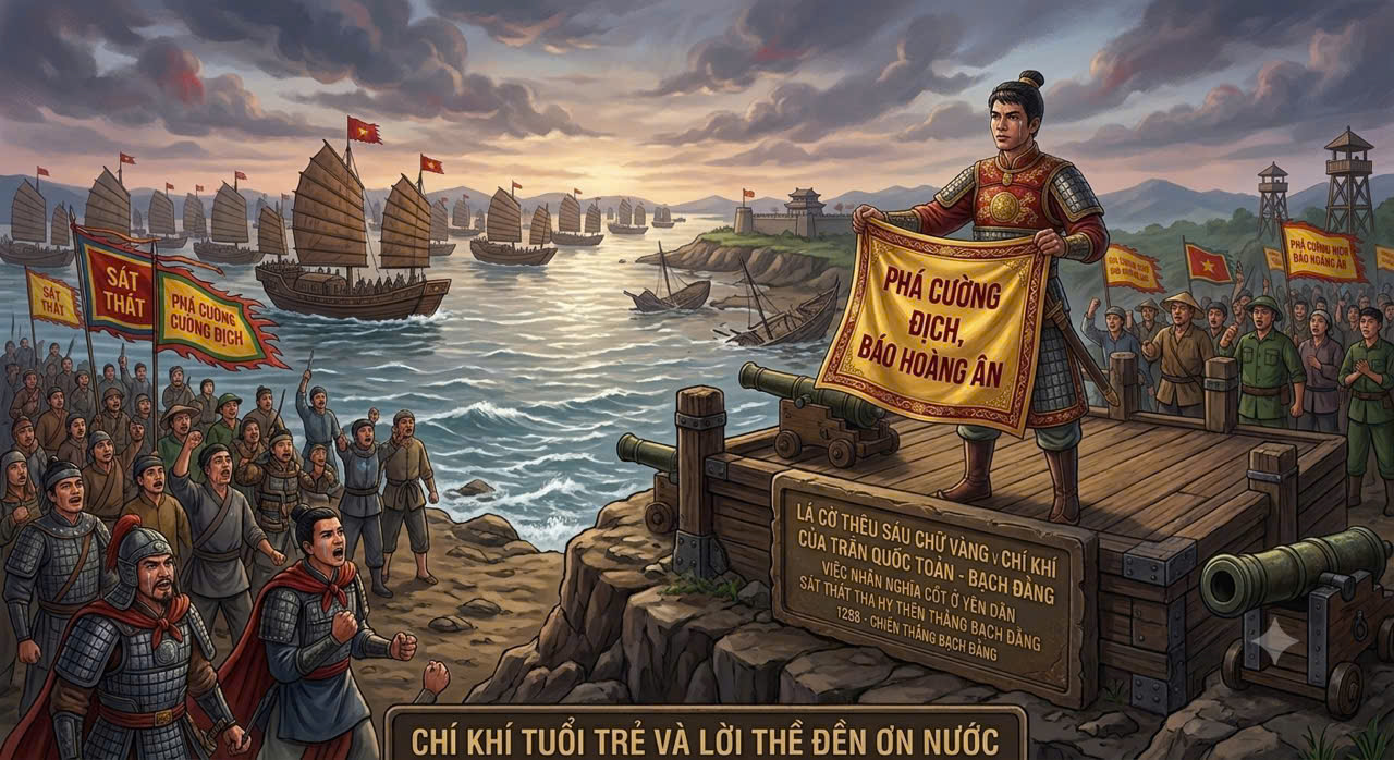 Lá cờ thêu sáu chữ vàng của người thiếu niên anh hùng