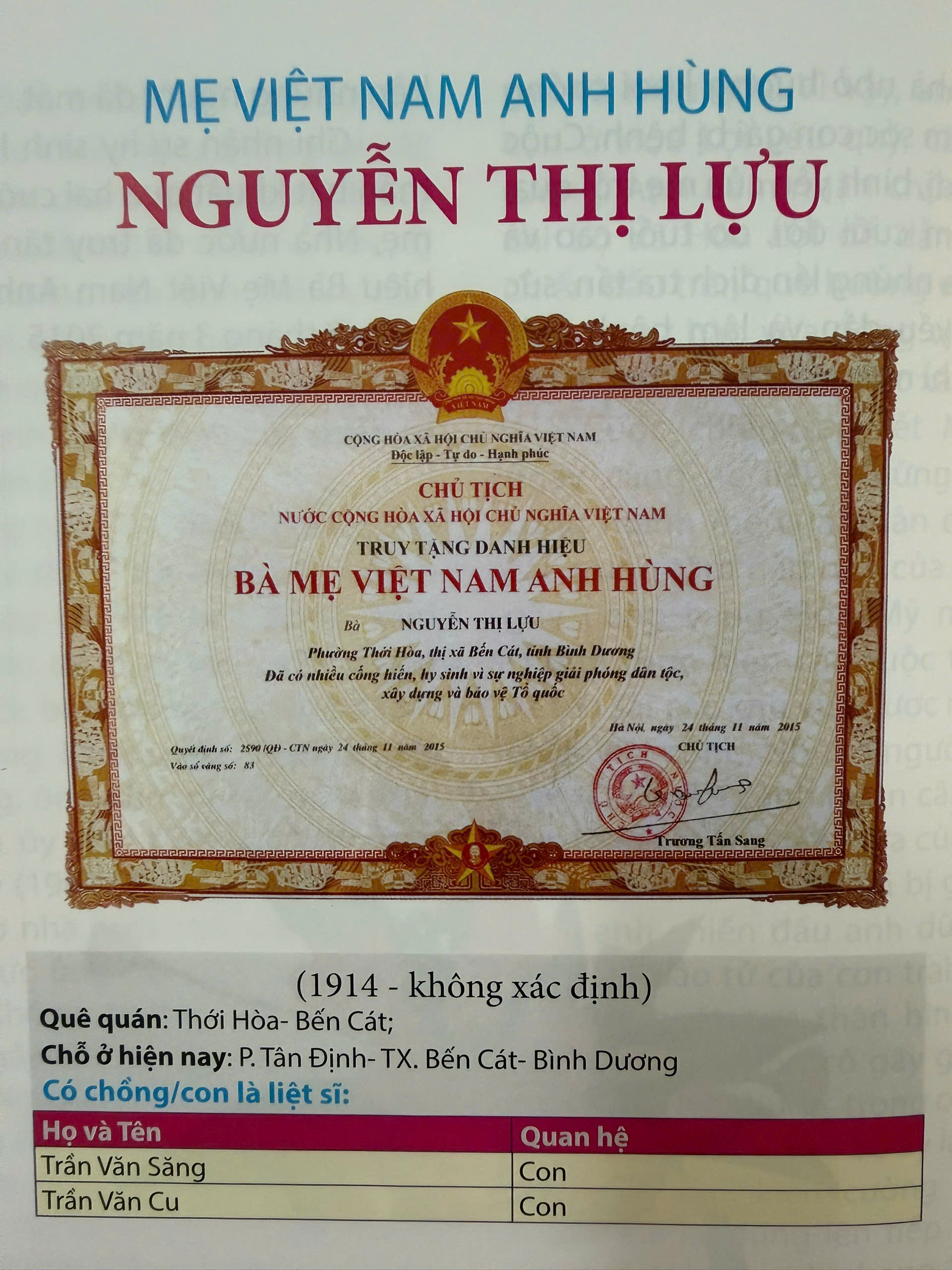 MẸ VIỆT NAM ANH HÙNG NGUYỄN THỊ LỰU - TẤM GƯƠNG TỬ TẾ VỚI MỌI NGƯỜI