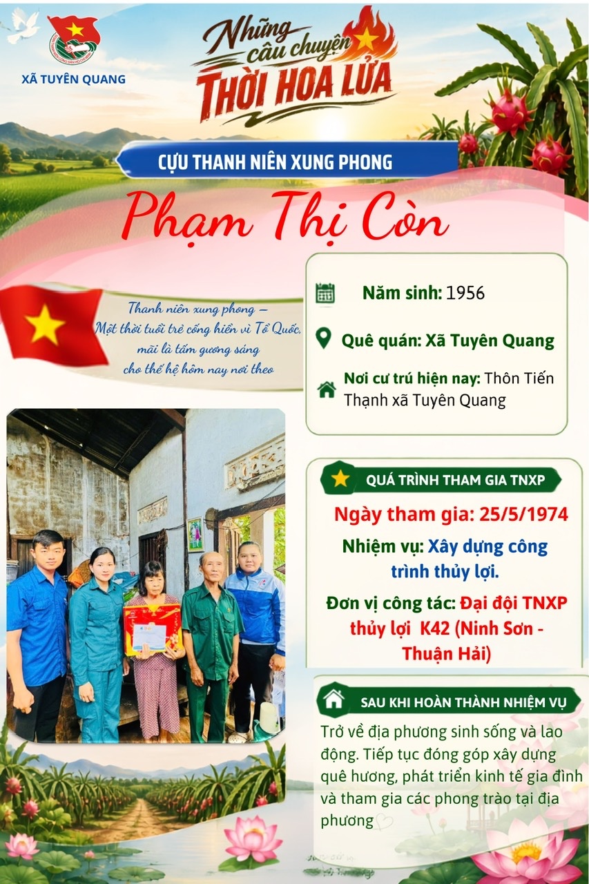 Cựu thanh niên xung phong Phạm Thị Còn