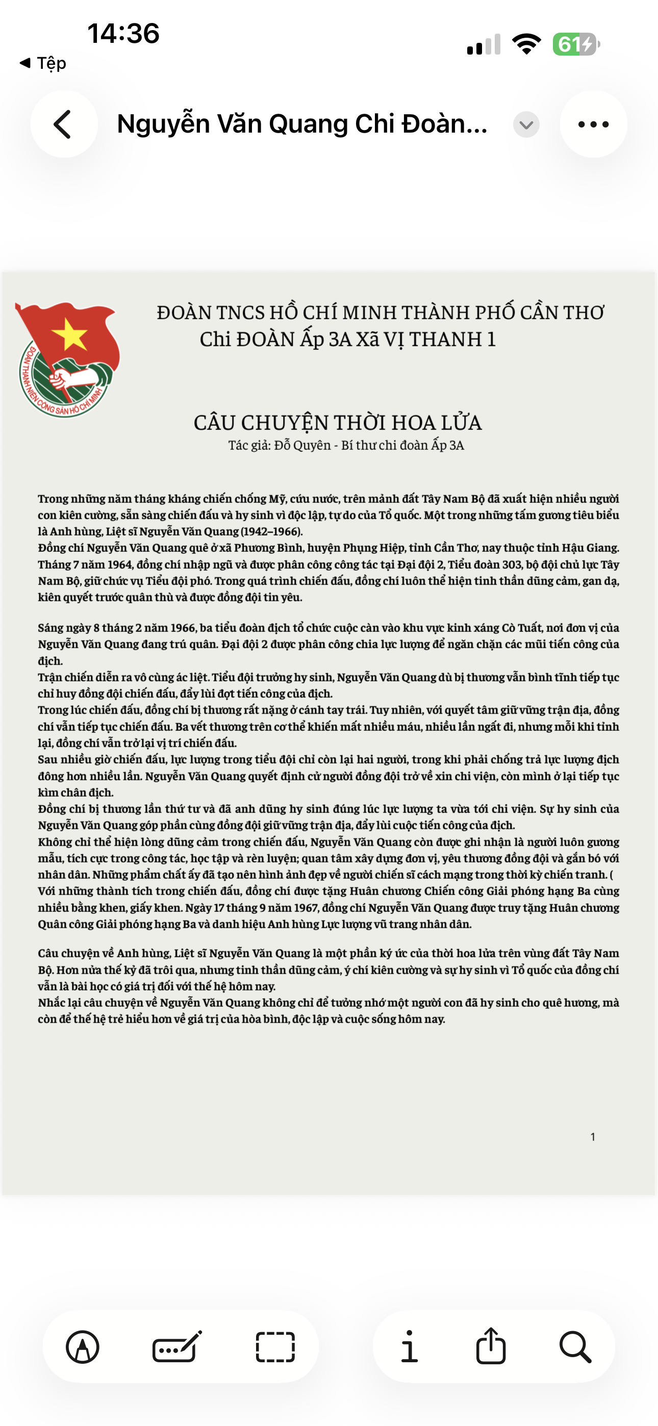 Câu Chuyện Thời Hoa Lửa Nguyễn Văn Quang