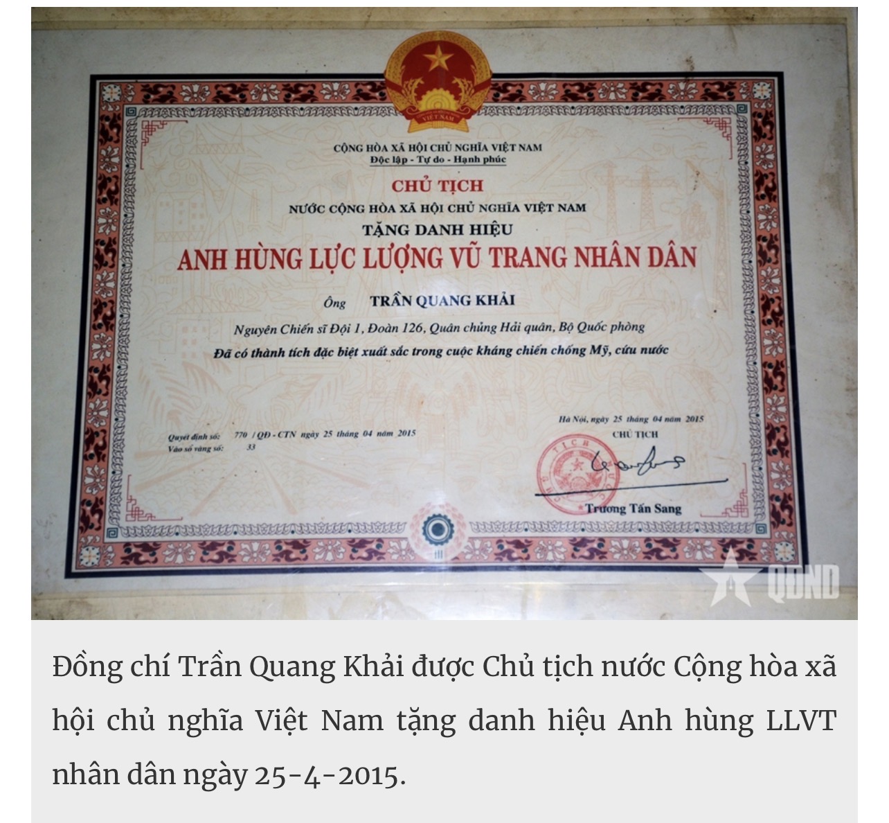 Anh hùng LLVT nhân dân Trần Quang Khải - Ngọn lửa sáng mãi từ biển Cửa Việt