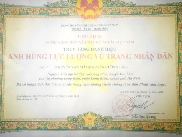 Đời đời nhớ ơn Anh hùng Lực lượng vũ trang nhân dân   Liệt sỹ Nguyễn Văn Mãi người con của quê hương Long Biên