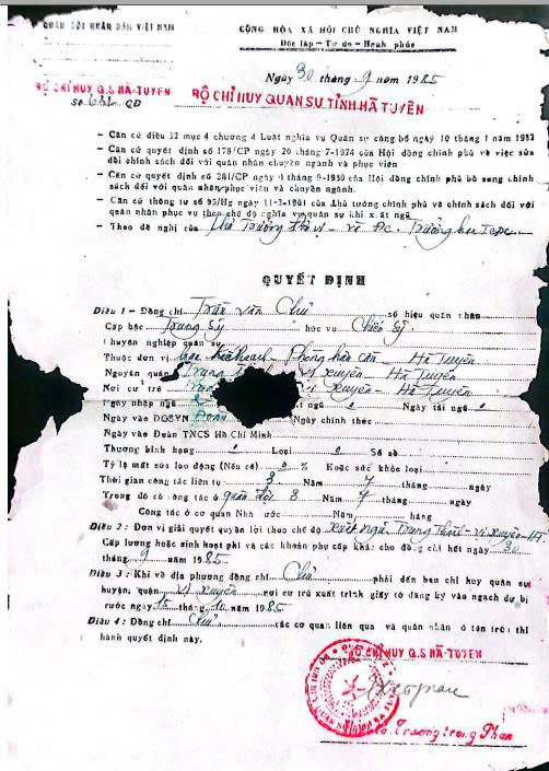 Người lính: Nguyễn Xuân Chư: Sinh ngày 02 tháng 5 năm 1957