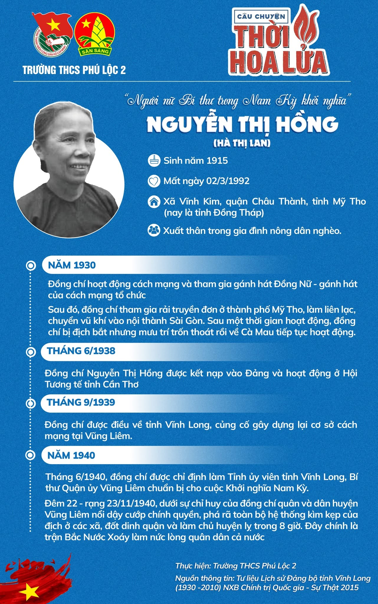 NGUYỄN THỊ HỒNG – Người nữ Bí thư trong Nam Kỳ khởi nghĩa