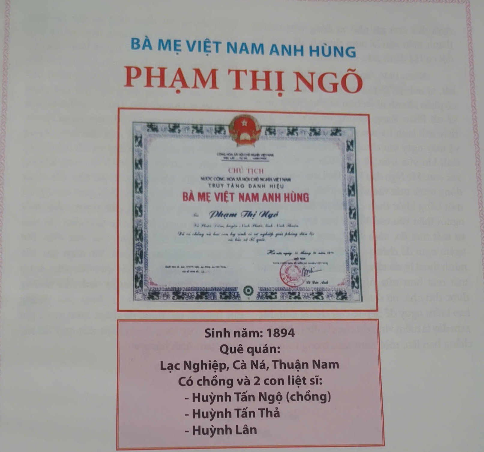 Mẹ Phạm Thị Ngõ – Cần mẫn tần tảo, nén đau thương dâng trọn chồng con cho đất nước.