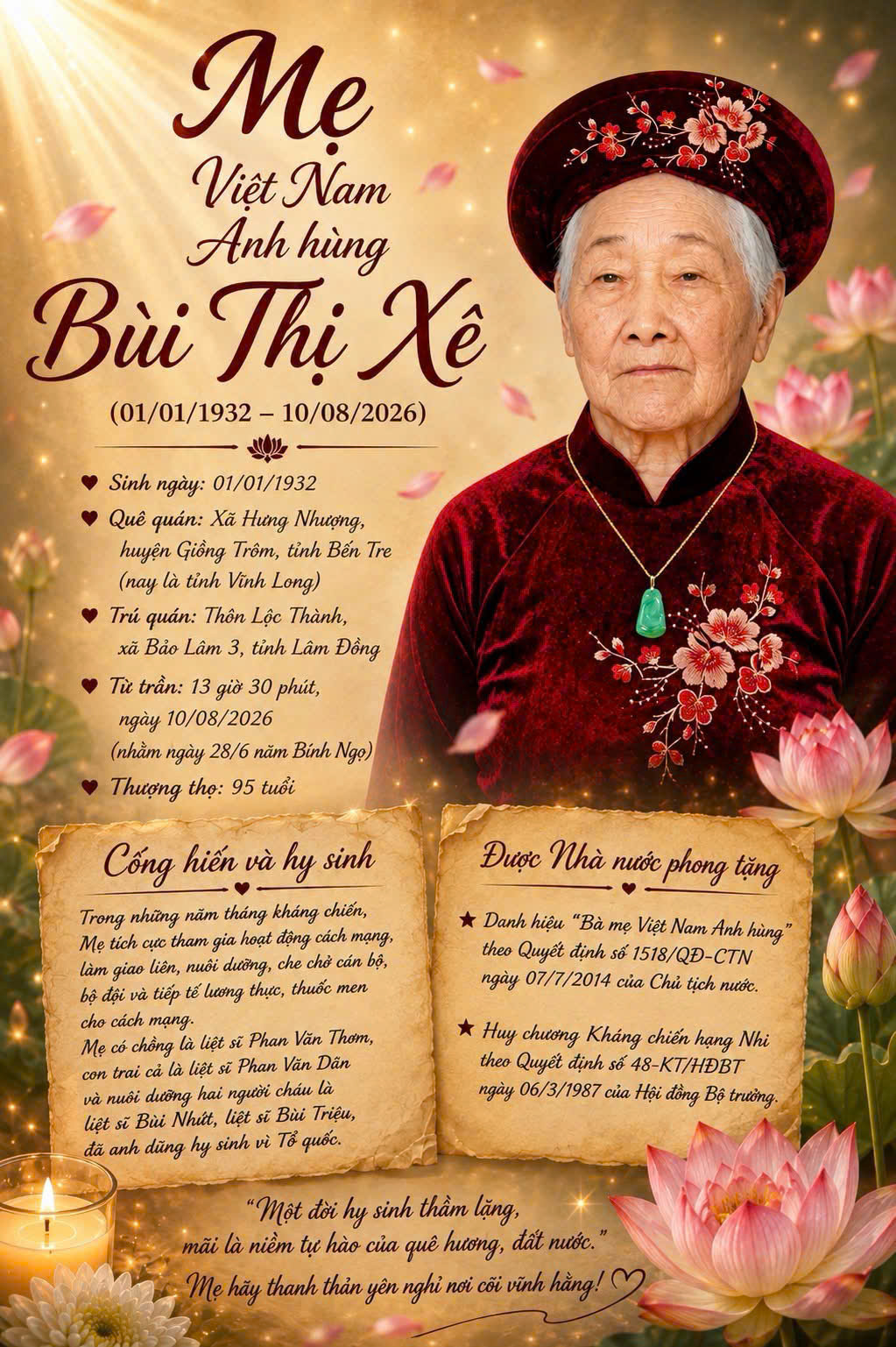 Cuộc đời Mẹ Việt Nam anh hùng Bùi Thị Xê