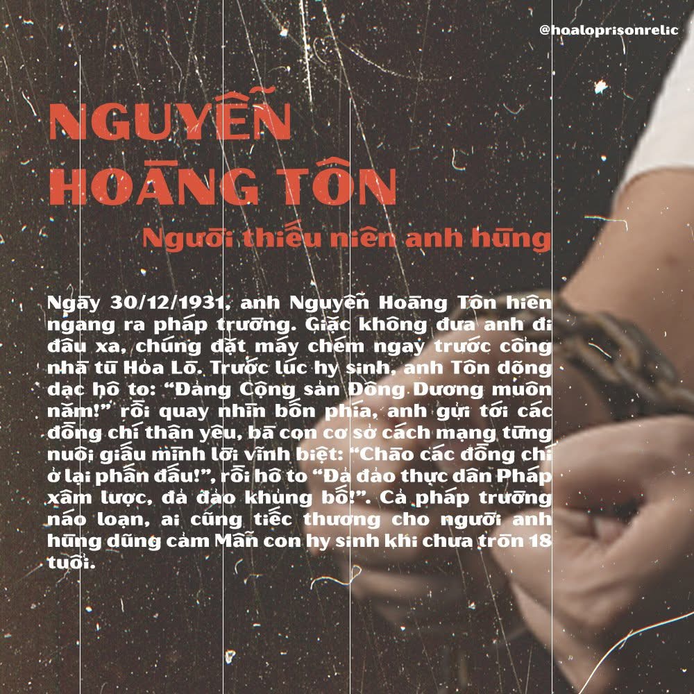 Biểu tượng “Lửa thanh xuân” của người chiến sĩ trẻ Nguyễn Hoàng Tôn tại nhà tù Hỏa Lò (Bài viết của Mùi Đỗ Như Quỳnh 7A2)