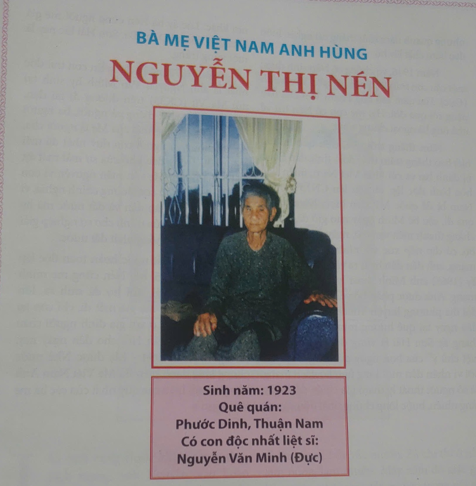 Mẹ Việt Nam Anh hùng Nguyễn Thị Nén: Vượt qua nghèo khó, cống hiến con yêu cho Tổ quốc.
