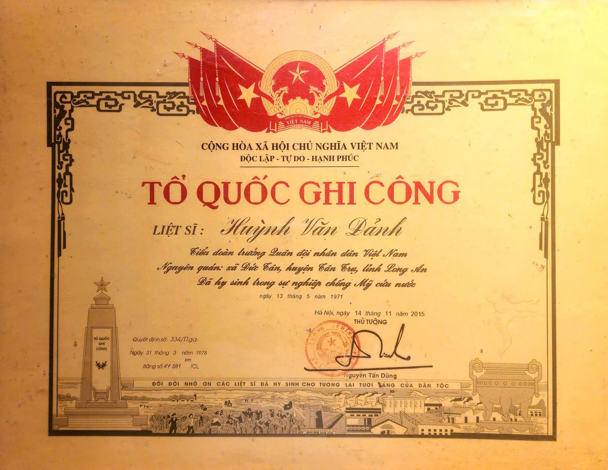 Câu chuyện anh hùng của gia đình liệt sĩ Huỳnh Văn Quên