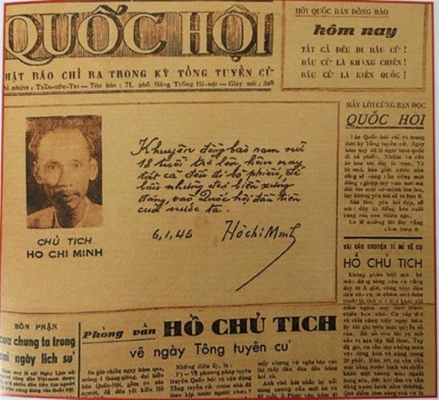 Ngày Tổng tuyển cử đầu tiên bầu Quốc hội Việt Nam 6/1/1946 đã đi vào lịch sử, đặt dấu mốc đầu tiên của nền dân chủ ở nước ta