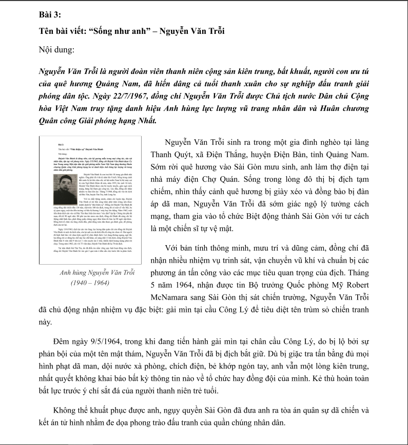 "SỐNG NHƯ ANH" - Nguyễn Văn Trỗi