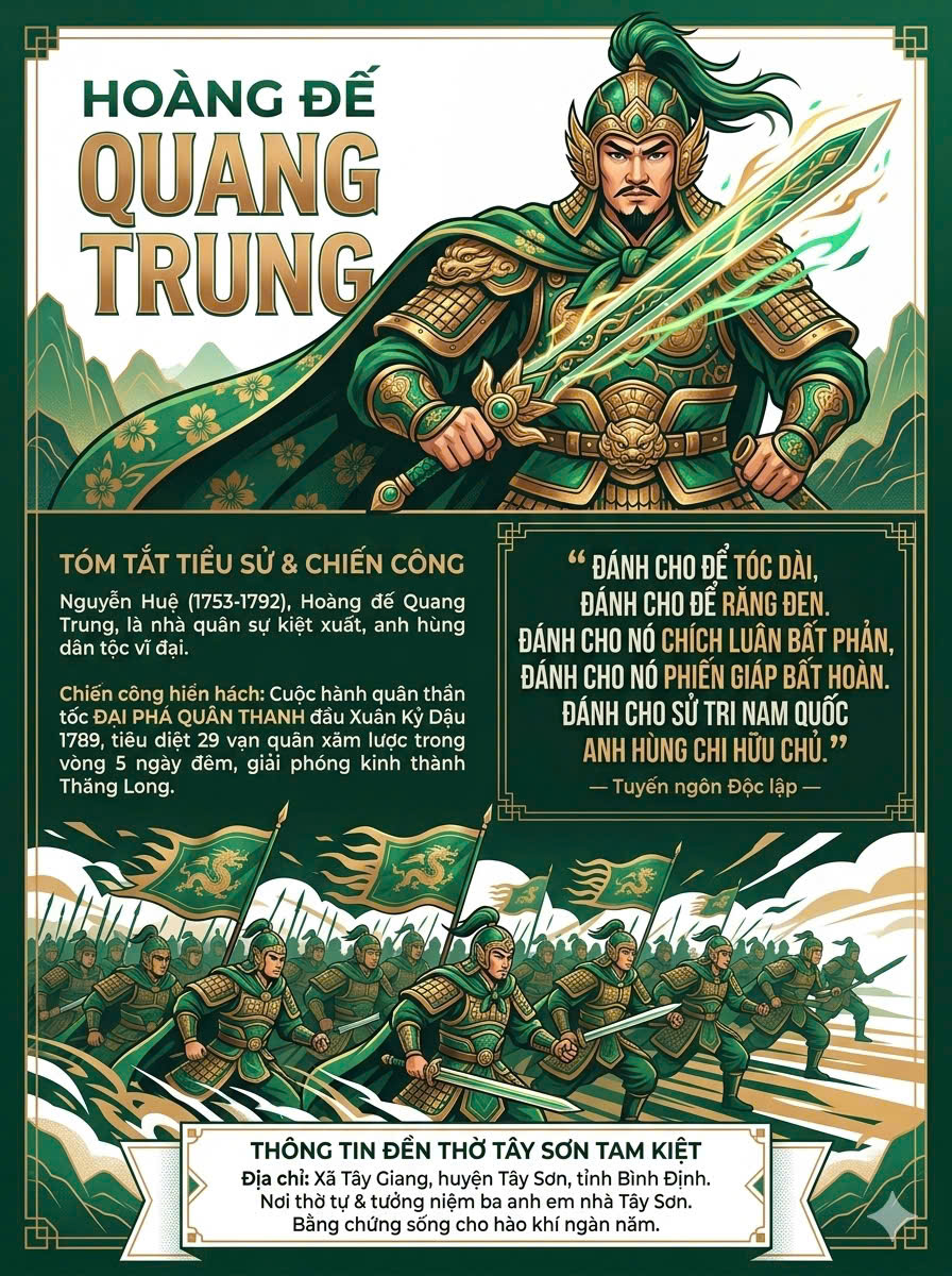 HOÀNG ĐẾ QUANG TRUNG – NGUYỄN HUỆ Vị anh hùng áo vải làm nên chiến thắng Ngọc Hồi – Đống Đa lẫy lừng