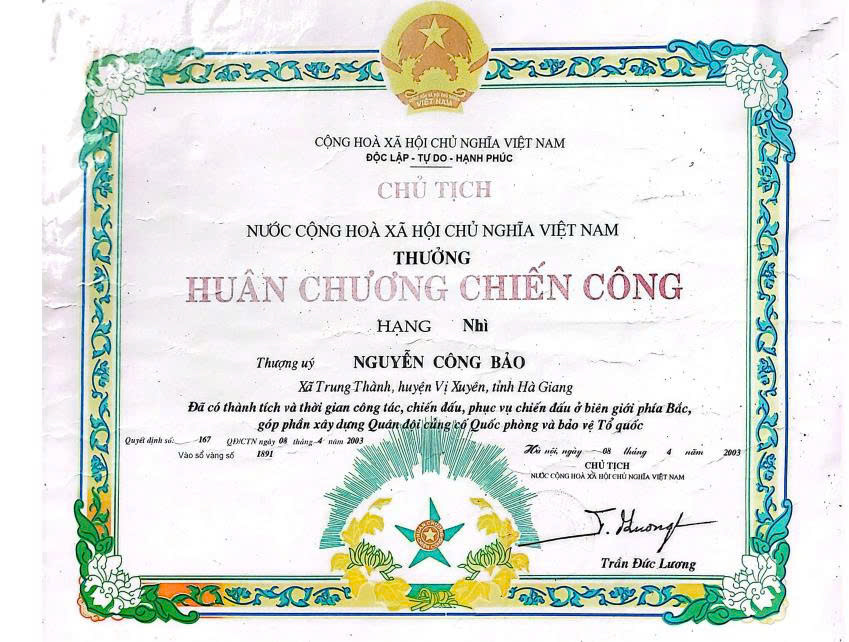 Chiến sỹ: Nguyễn Công Bảo: Sing ngày 03 tháng 5 năm 1960