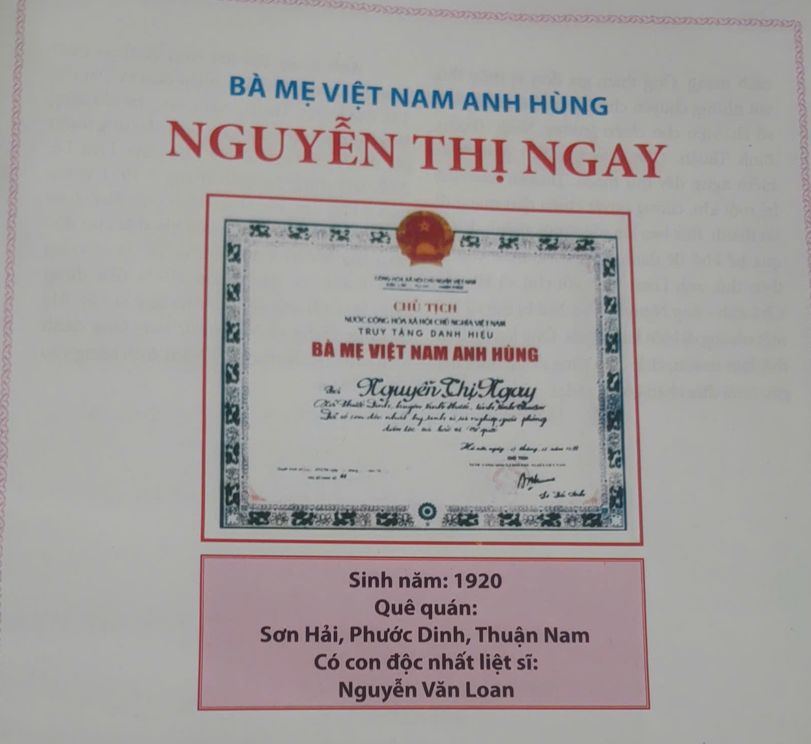 Mẹ Việt Nam Anh hùng Nguyễn Thị Ngay: Sự hy sinh thầm lặng của gia đình cách mạng Sơn Hải.