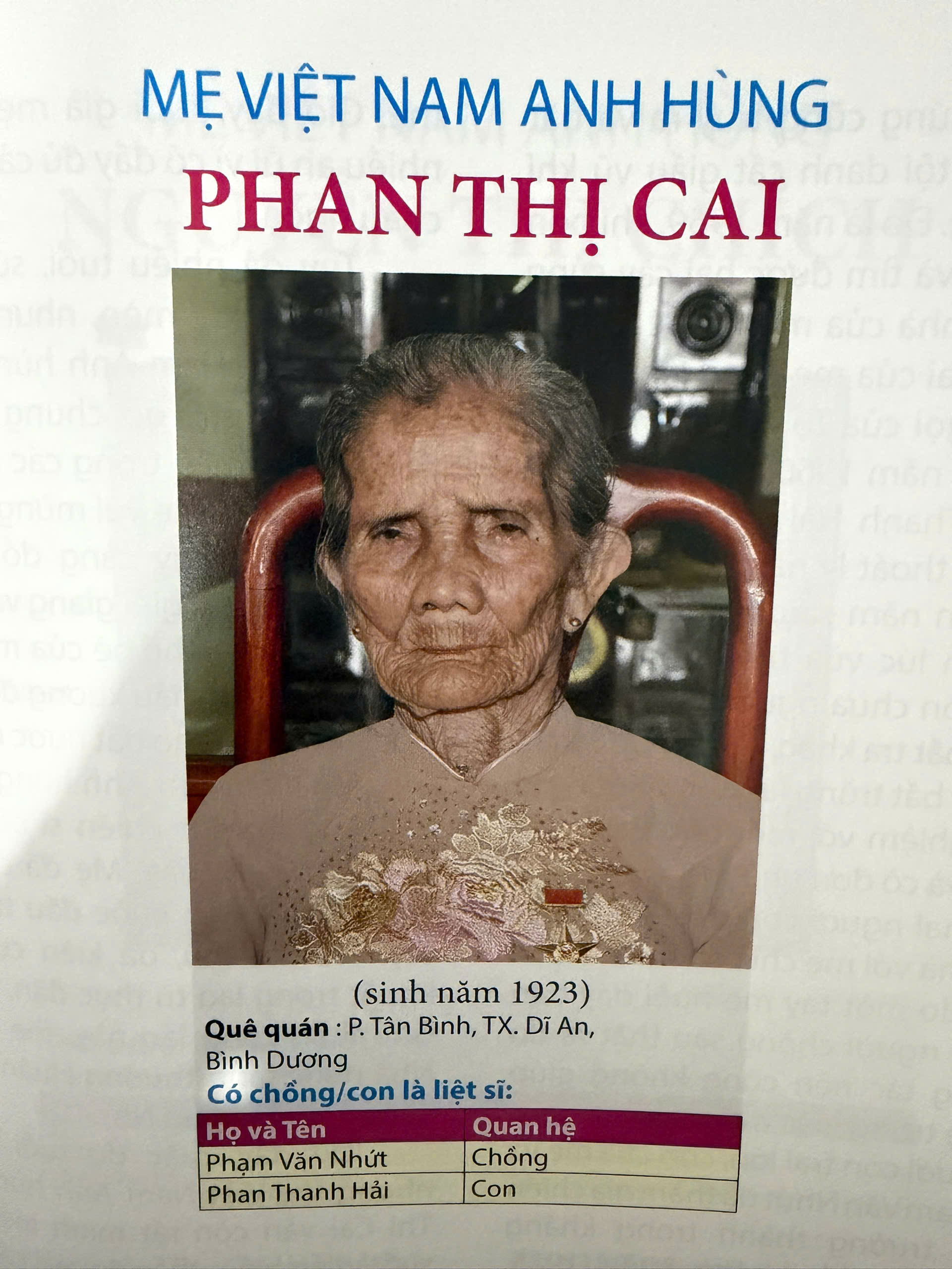 MẸ VIỆT NAM ANH HÙNG PHAN THỊ CAI
