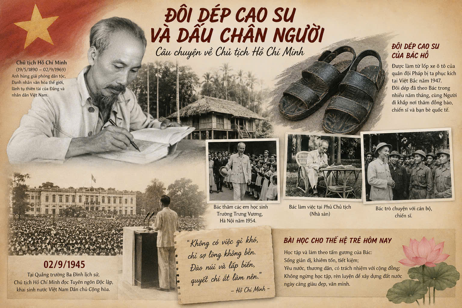 ĐÔI DÉP CAO SU VÀ DẤU CHÂN NGƯỜI