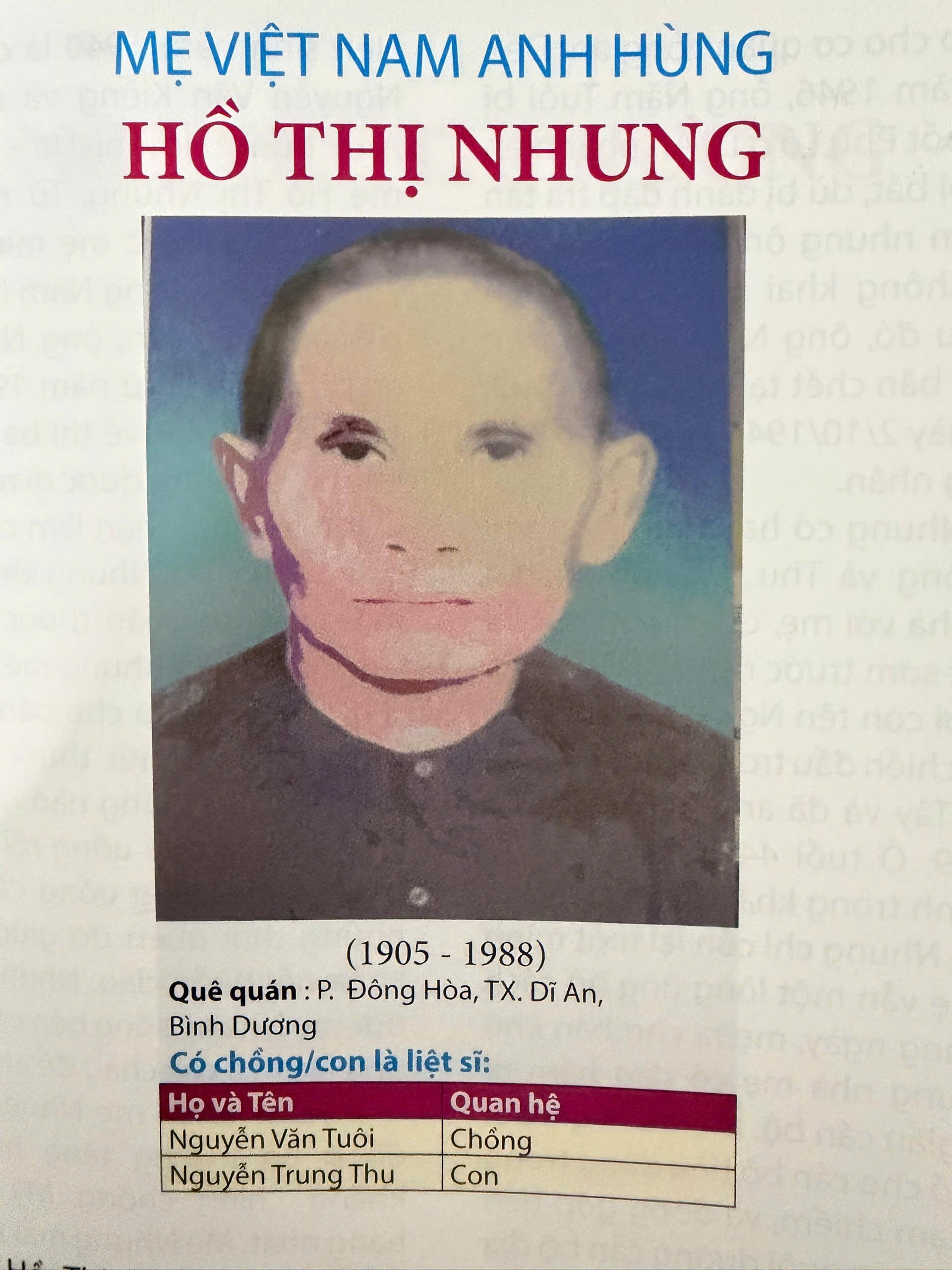 MẸ VIỆT NAM ANH HÙNG HỒ THỊ NHUNG