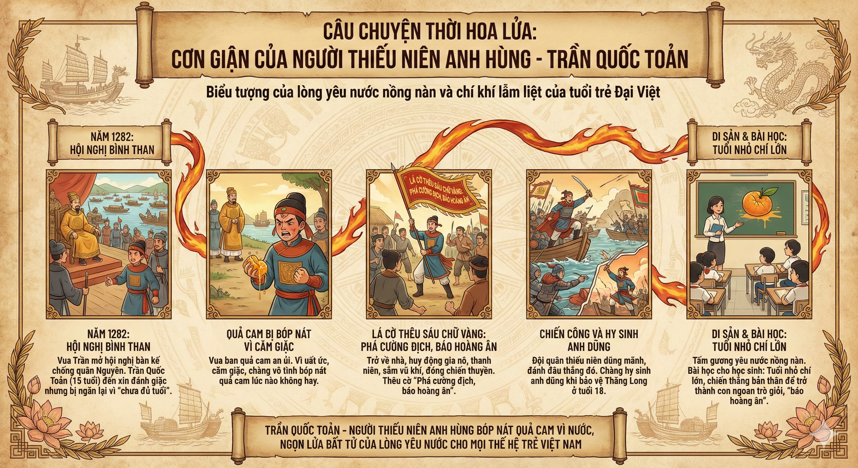 Bóp nát quả cam tại bến Bình Than.