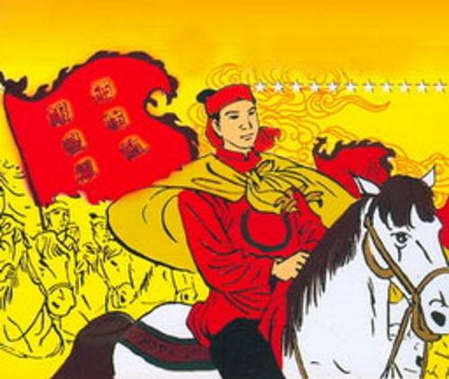 LÁ CỜ THÊU SÁU CHỮ VÀNG
