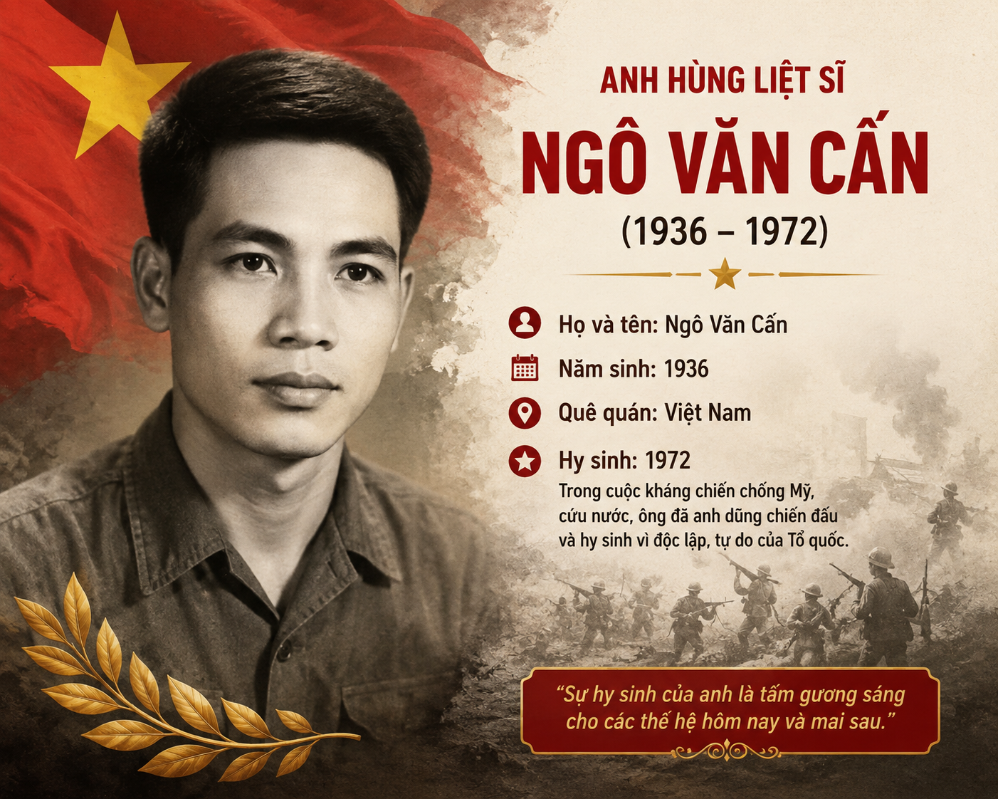 Ngô Văn Cấn  (1936–1972) – Người chiến sĩ kiên trung