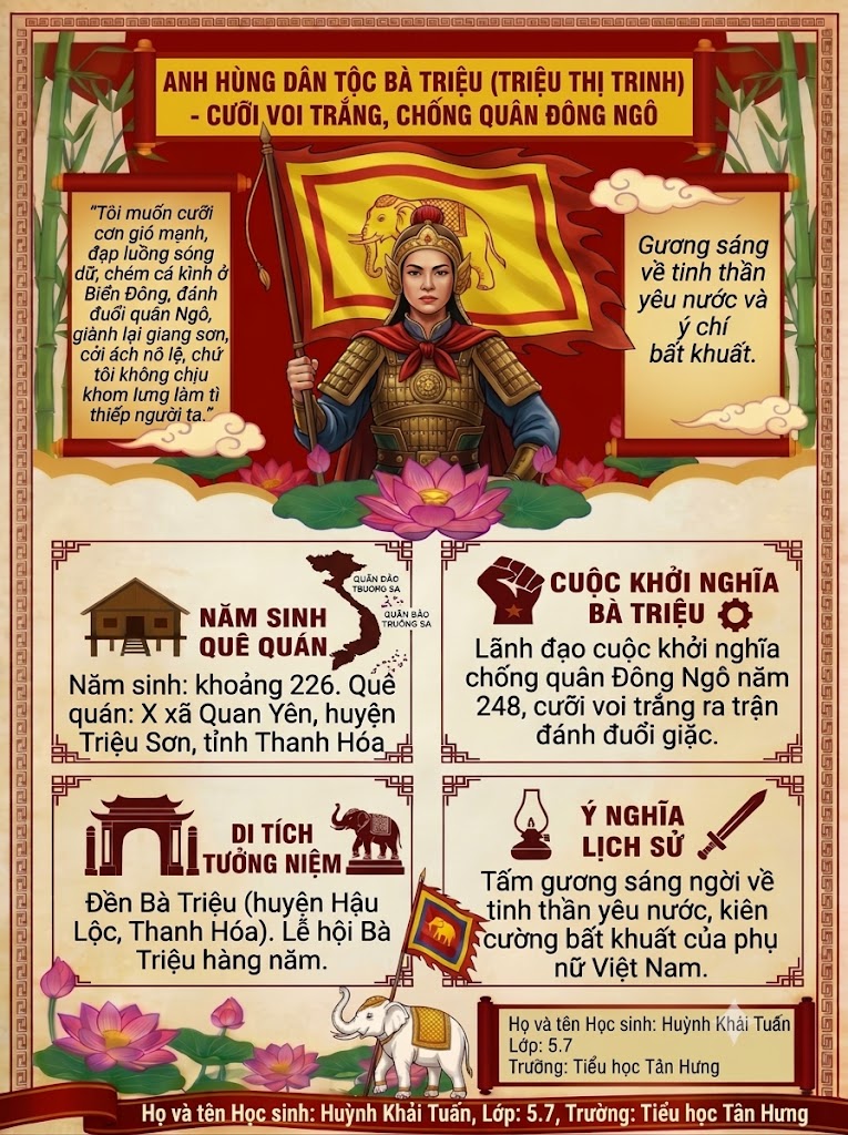 Bà Triệu (Triệu Thị Trinh) – Cưỡi voi trắng chống quân Đông Ngô