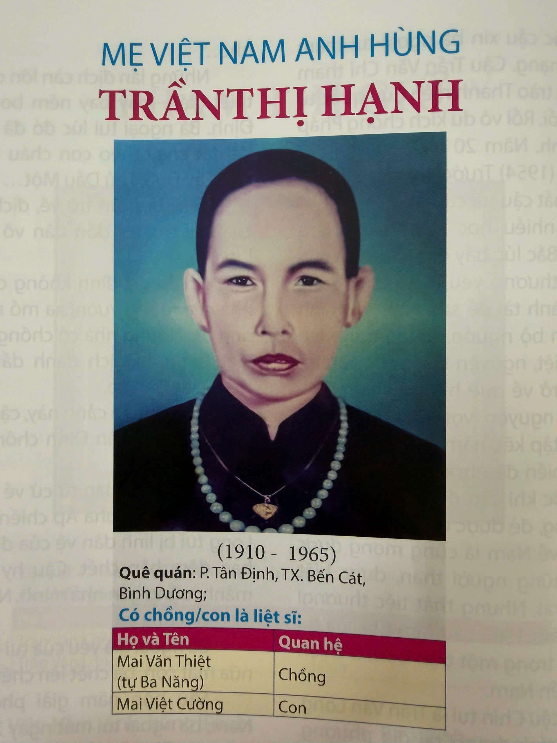 KÝ ỨC MẸ VIỆT NAM ANH HÙNG TRẦN THỊ HẠNH