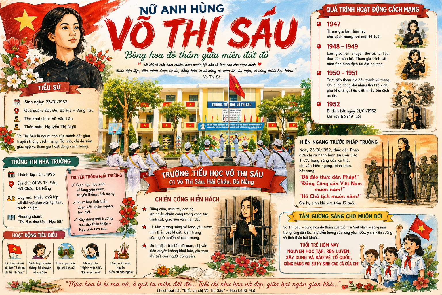 HOA LÊ KI MA VẪN NỞ GIỮA NGÔI TRƯỜNG MANG TÊN CHỊ