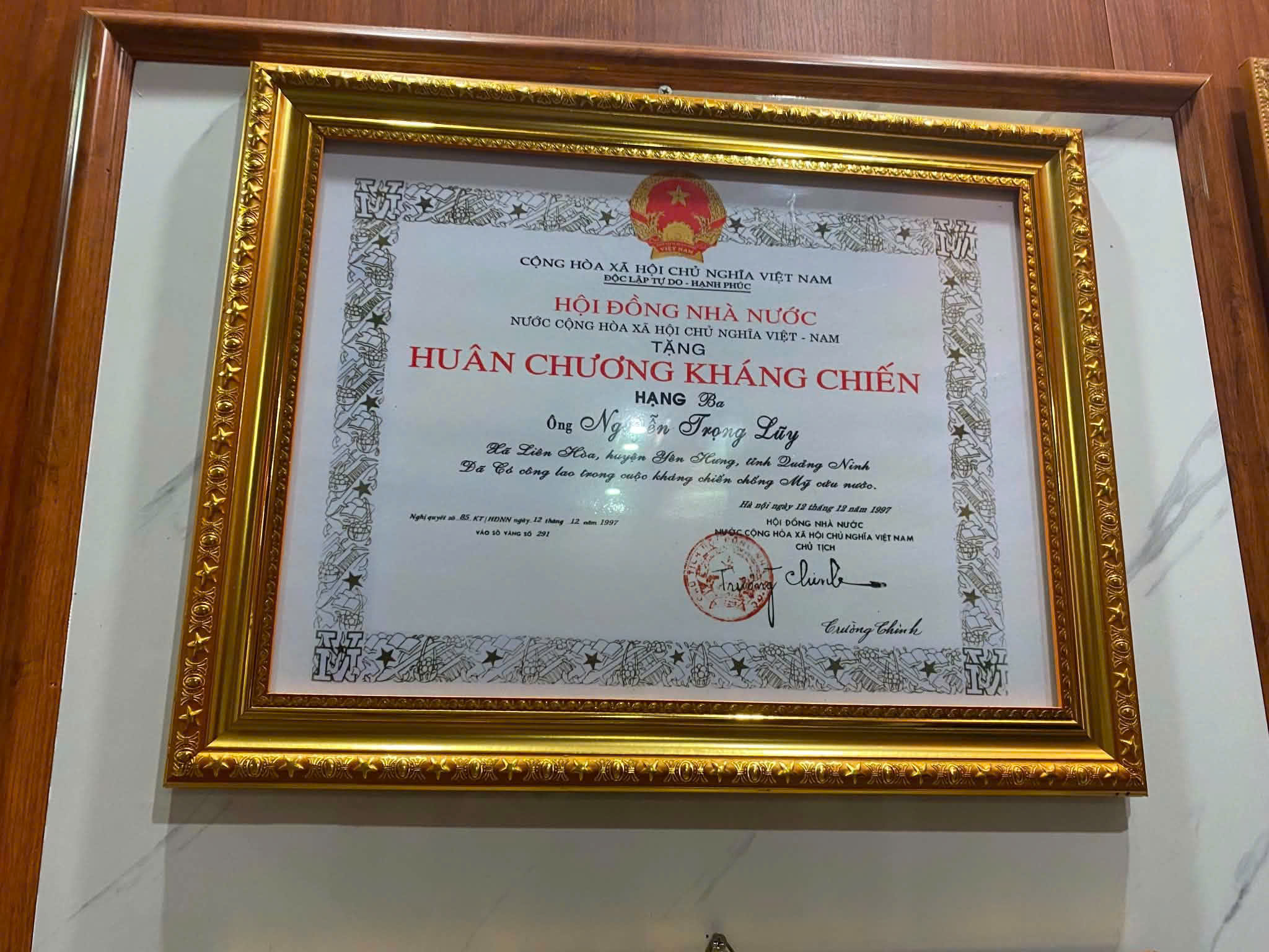 bằng Huân chương kháng chiến Hạng Ba Của ông Nguyễn trọng Lũy - Trong Kháng Chiến Chống Mỹ (Tiến Đạt)