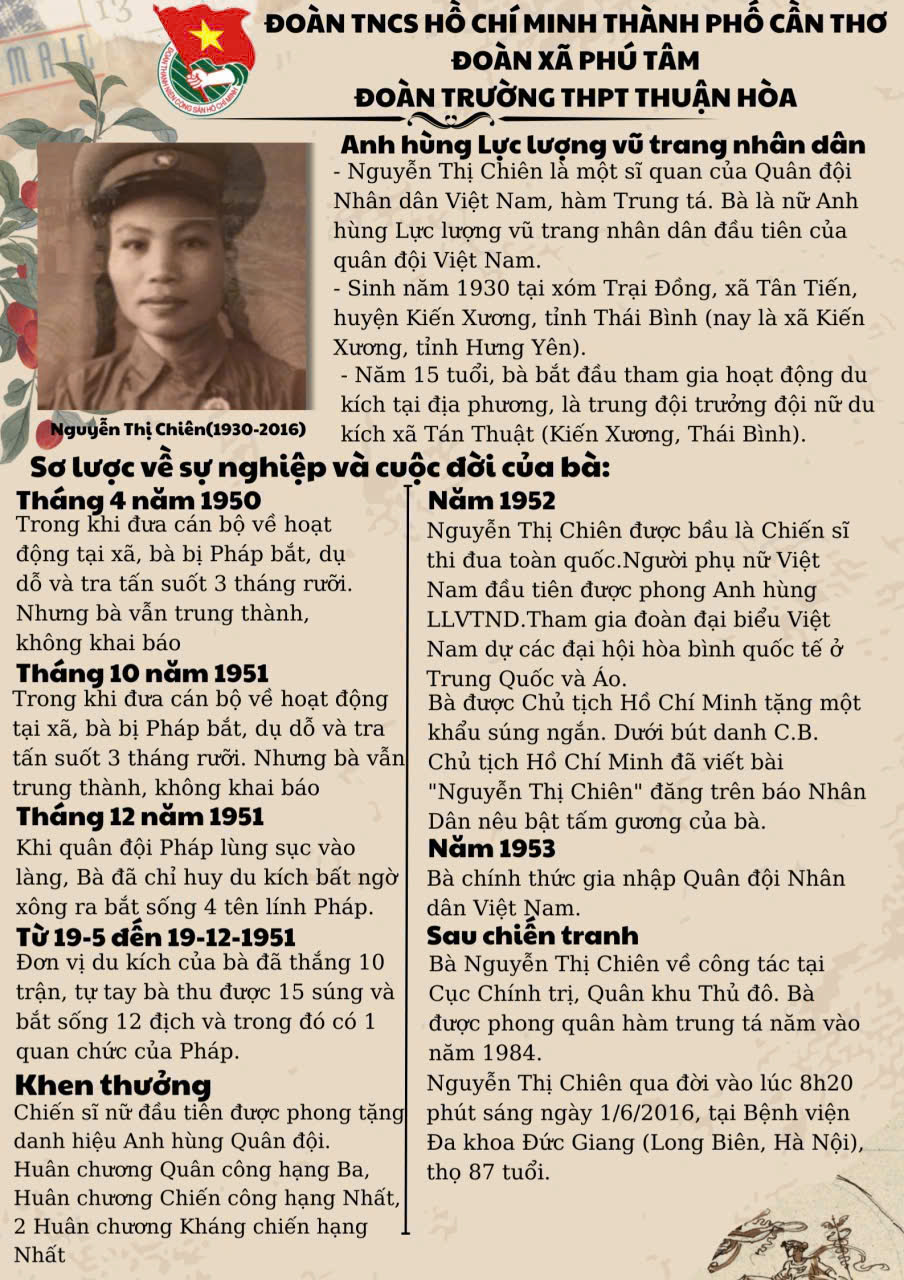 Nguyễn Thị Chiên - Nữ Anh hùng lực lượng vũ trang đầu tiên của Quân đội Nhân dân Việt Nam