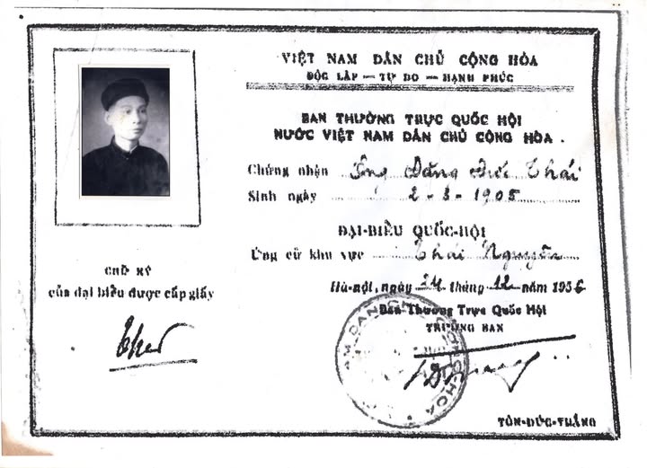 Cụ Đặng Đức Thái – Đại biểu Quốc hội Khóa I của tỉnh Thái Nguyên, người thầy tận tâm với đất nước