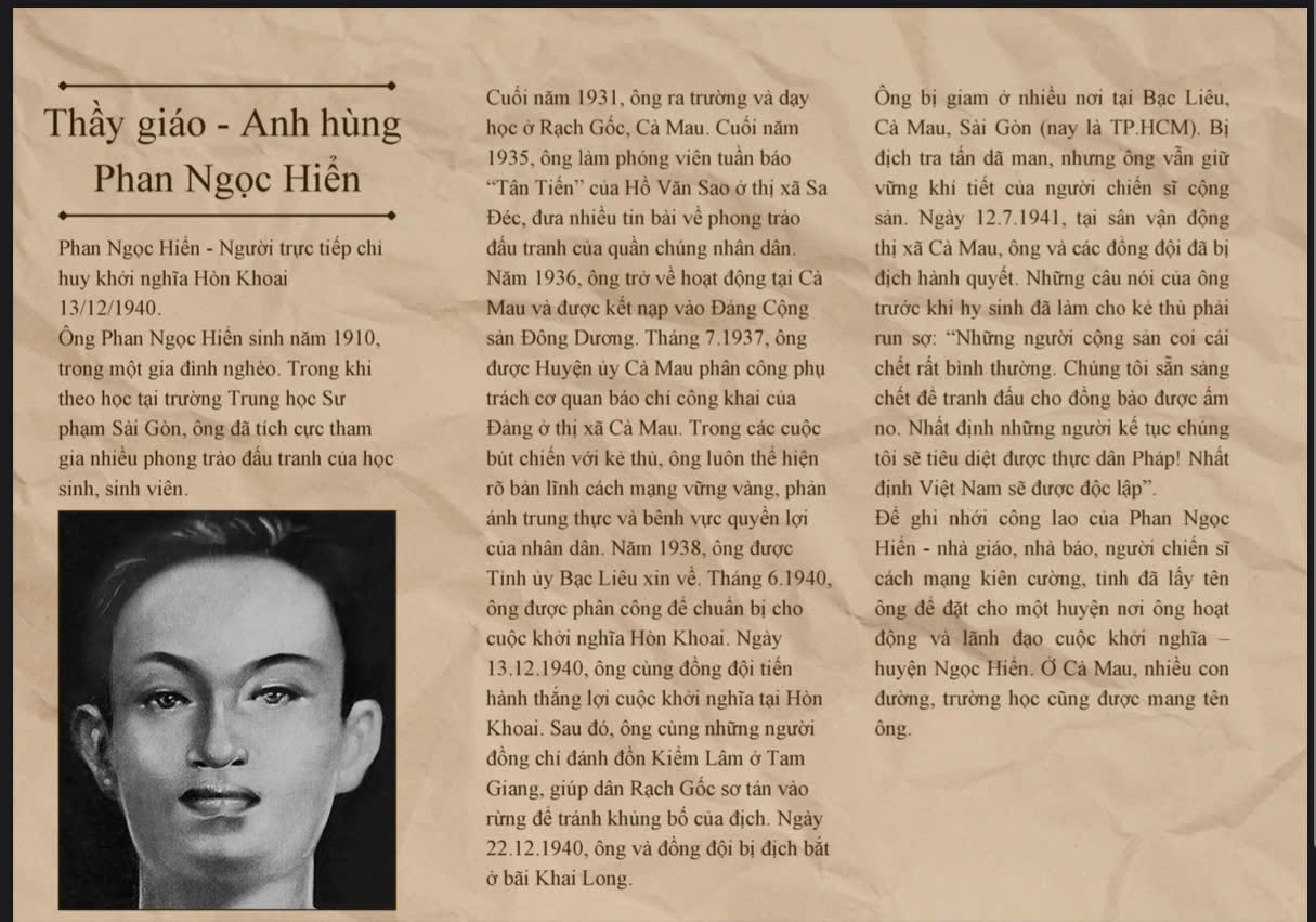 [Đoàn trường THPT Hai Bà Trưng] NHÀ GIÁO ANH HÙNG PHAN NGỌC HIỂN - KHỞI NGHĨA HÒN KHOAI 