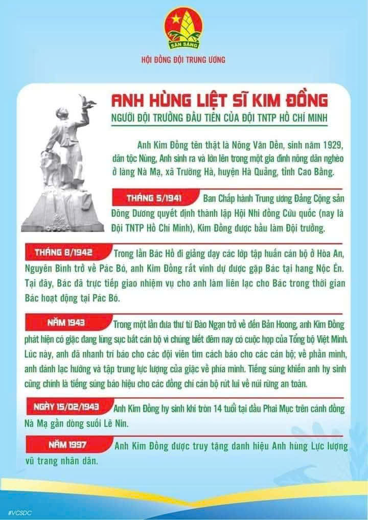 KỶ NIỆM 80 NĂM NGÀY HY SINH CỦA ANH HÙNG LIỆT SĨ KIM ĐỒNG - NGƯỜI ĐỘI TRƯỞNG ĐẦU TIÊN CỦA ĐỘI TNTP HỒ CHÍ MINH (15/02/1943 - 15/02/2023)