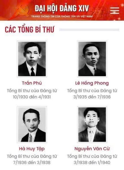 TỔNG BÍ THƯ ĐẢNG CỘNG SẢN VIỆT NAM QUA CÁC THỜI KỲ